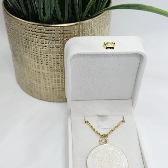 White Louis Vutton Medallion Pendant Necklace. On ATOLEA 18KT gold Plated Chain. - Picture 3 of 3